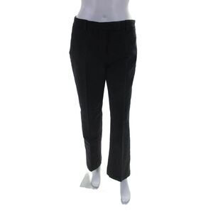 QL2 Womens Cotton High Rise Flat Front Bootcut Trousers Blue Size 44